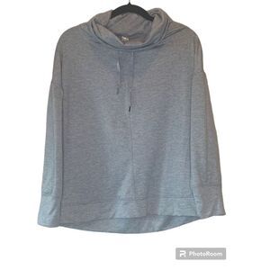 Apana Yoga Pullover Mock Cowl Neck Heathered Blue Medium Women Long Sleeve